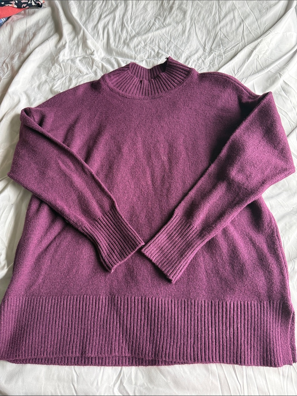 LOFT Plum Cowl Neck Sweater
